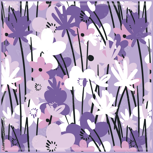 Print for kerchief, bandana, scarf, handkerchief, shawl, neck scarf. Squared pattern with ornament for fabric, textile, silk products. Paisley vector with abstract flowers. Floral folk tracery.