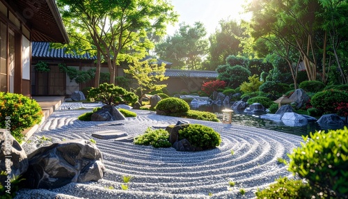Serene Japanese Zen Garden Landscape Design.