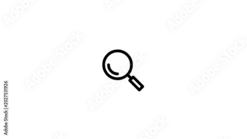 Animated magnifying glass search and discovery concept