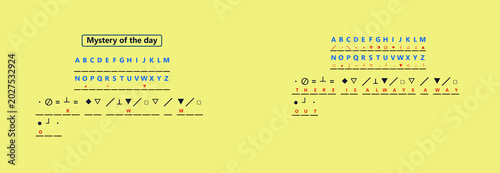 Word rebus puzzle with encrypted phrase, concept of logical thinking, language learning and cognitive brain training