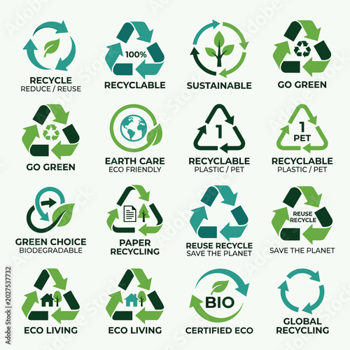 Recycling Icons Recycling Symbols With Recycle Logo