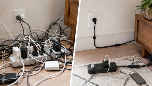 Overloaded power strip and safe cable management