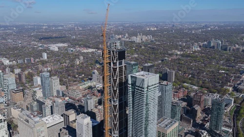 Urban development with skyscraper under construction, modern engineering, architectural progress, metropolitan expansion in a large North American city