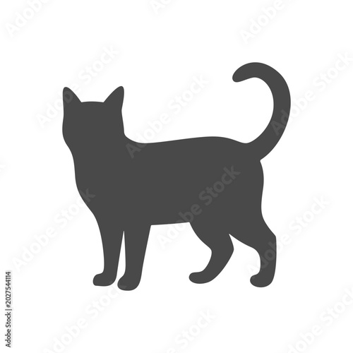 Proud Standing Cat Silhouette Side View Profile Vector