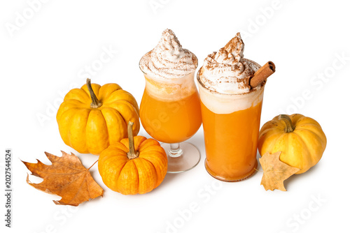 Glasses of orange pumpkin s...