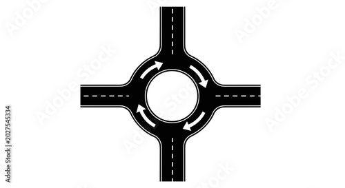 Roundabout Road Traffic Circle Sign.