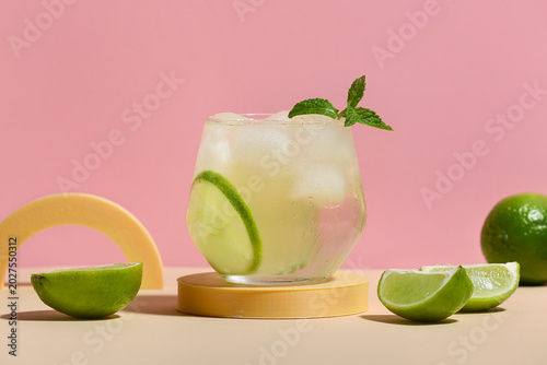 Glass of lime infused water...