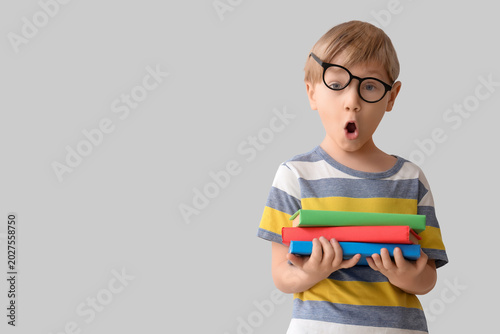 Surprised little boy in eye...