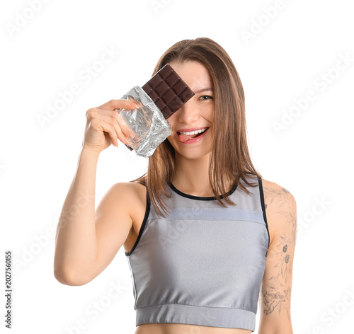 Young woman with chocolate ...