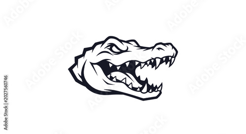 Foto Black and white alligator head drawing.