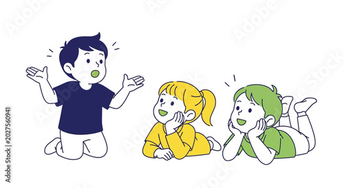 Children talking and expressing emotions freely.