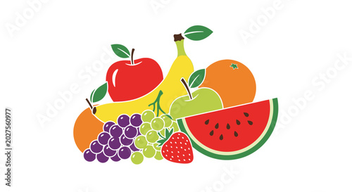 Billede på lærred Colorful illustration of fresh fruit.