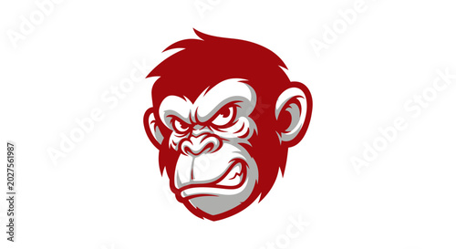Canvas Print Angry Cartoon Gorilla Face Closeup Portrait.