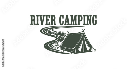 Bild auf Leinwand Camping Tent River Outdoor Adventure.