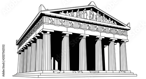 Foto Ancient Greek Temple Architecture Illustration