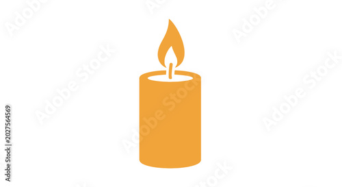 Obraz na płótnie Burning orange candle with flame.