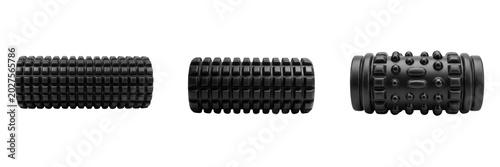 Foto Black Foam Roller Muscle Massage Fitness Equipment PNG Set, Grid Trigger Point T