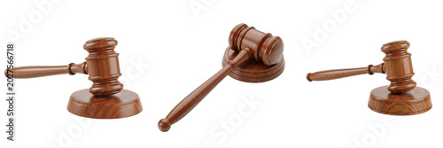 Wooden Judge Gavel and Sound Block PNG Set, Auctioneer Hammer Legal System, Justice, Law Order, Trial, and Authority Concept Design Element