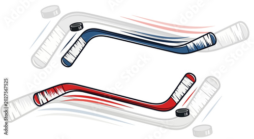Photography Ice Hockey Sticks and Puck Dynamic Motion, Sports Competition