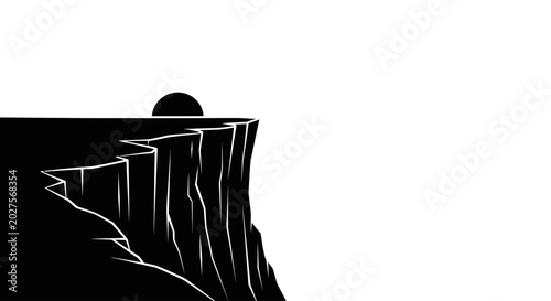 Photos Black and white cliff edge landscape.