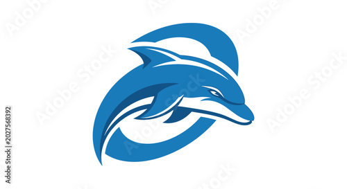 Foto Blue dolphin jumping out of water.