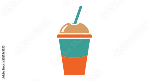 Canvas Print Colorful drink cup with straw.