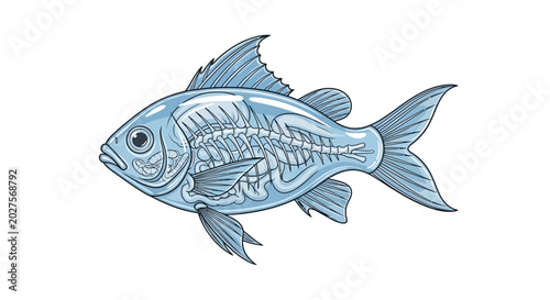 Canvastavla Detailed illustration of a blue fish.