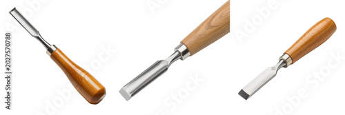 Εκτύπωση καμβά Isolated Wood Carving Chisel PNG Set Gouge Tool with Wooden Handle for Carpentry