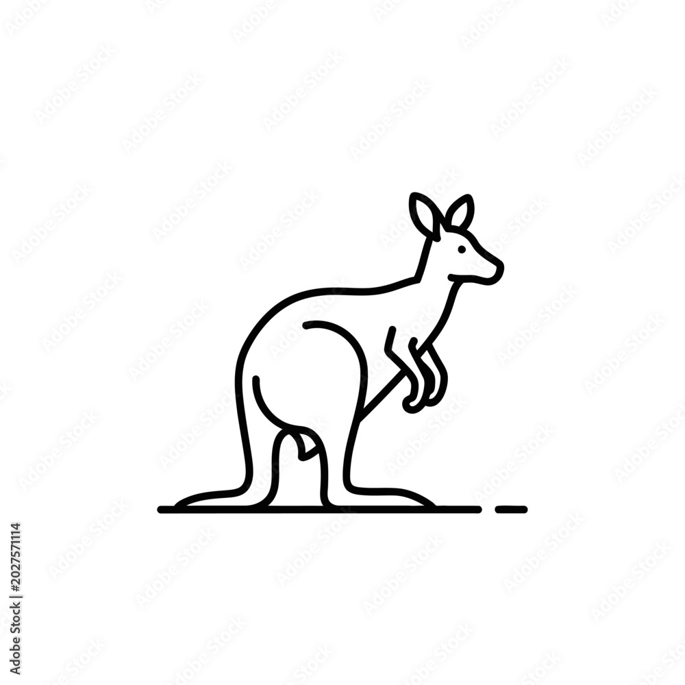 Fototapeta premium Kangaroo Icon Outline - Australian Wildlife Symbol