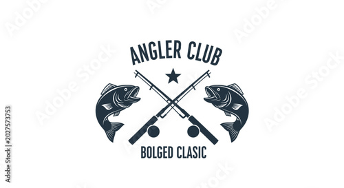 Fishing logo with crossed rods.