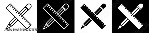Cuadro en lienzo Edit Tools Icon Black And White Vector Illustration.