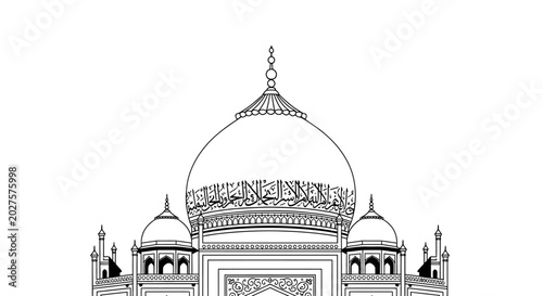 Photography Taj Mahal Outline Drawing - Iconic Mausoleum Architecture
