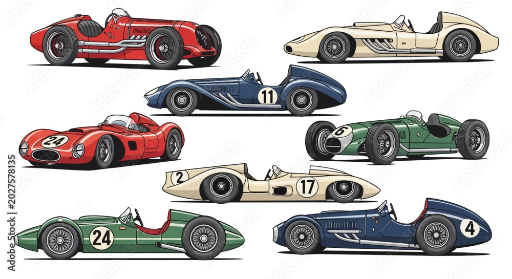 Fototapeta premium Classic Speed: A Collection of Vintage Racing Cars
