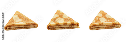 Folded Golden Crepe Pancake Layer, Isolated French Crepe Breakfast Pastry, Delicious Baked Dessert Food Asset on Transparent Background