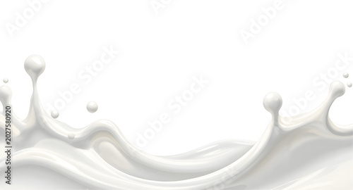 Tableau sur toile splash, milk, wave, glossy, white, abstract, liquid, flow, creamy, background, s
