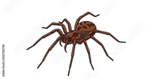 Brown Spider Illustration Isolated on White Background