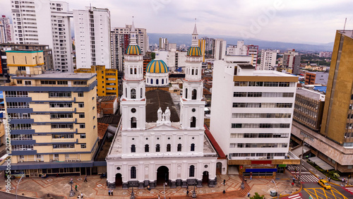 Bucaramanga, Santander - Colombia. May 2, 2026. Panoramic drone view of the Metropolitan Cathedral of the Holy Family.