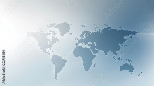 Abstract global earth map silhouette on soft blue background conceptual visualization for international business and connectivity