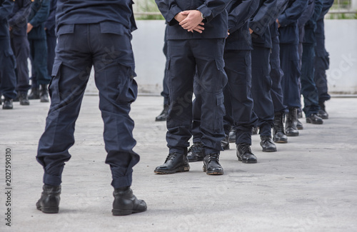 фотографія Riot police control the crowd refresher training using hand signals as symbols i