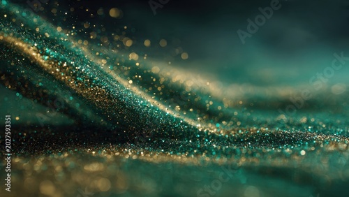 Glowing Green and Gold Sparkle Dust Wave