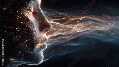 Human Profile Emerging from Cosmic Nebula