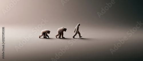 Minimalist Darwin Day illustration of humans evolving to stand upright