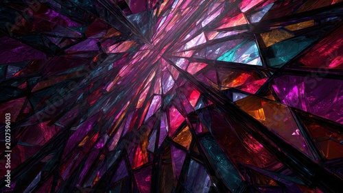 Vibrant Abstract Crystal Fractal Pattern