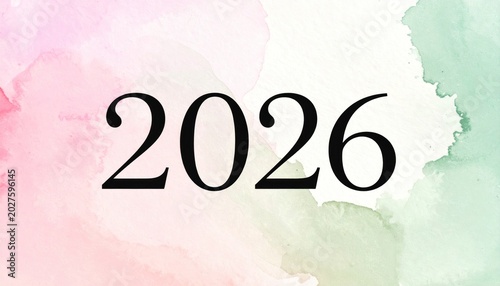 Elegant 2026 Typography on Watercolor Background: Year Concept Design