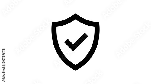 Shield with check mark icon symbol for security and safety.