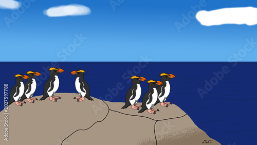 Canvas Print Erect-Crested Penguin: Keepers of the Bounty Cliff