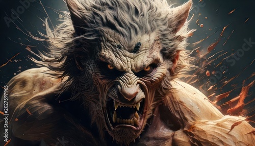 Fearsome Werewolf Unleashed - A Digital Painting of Ferocity.