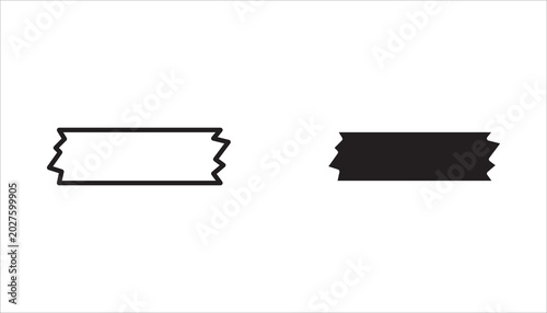 Tape icon set. Adhesive tape icon concept. Tape roll in black and white. Vector illustration on a white background.