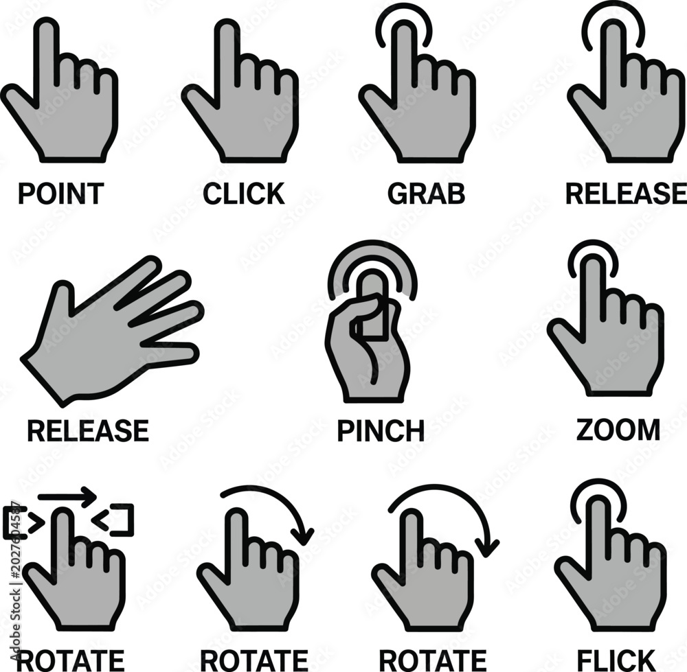 Fototapeta premium Single finger rotate gesture icon on a screen for user interface control.