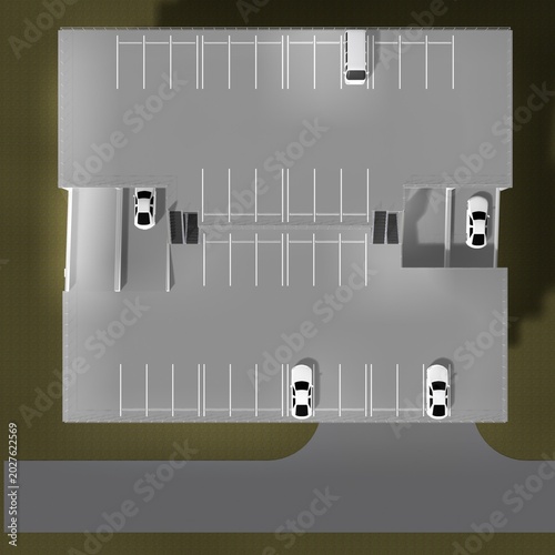 3D illustration of parking facility